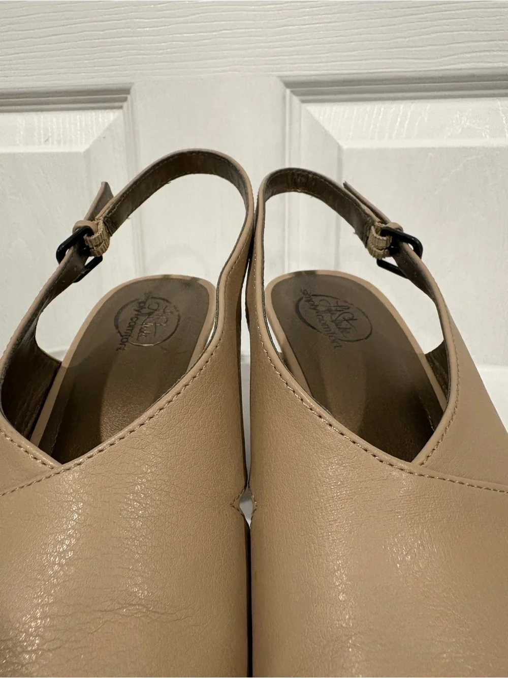 LifeStride Women's Beige Slingback Cork Wedge Sandals